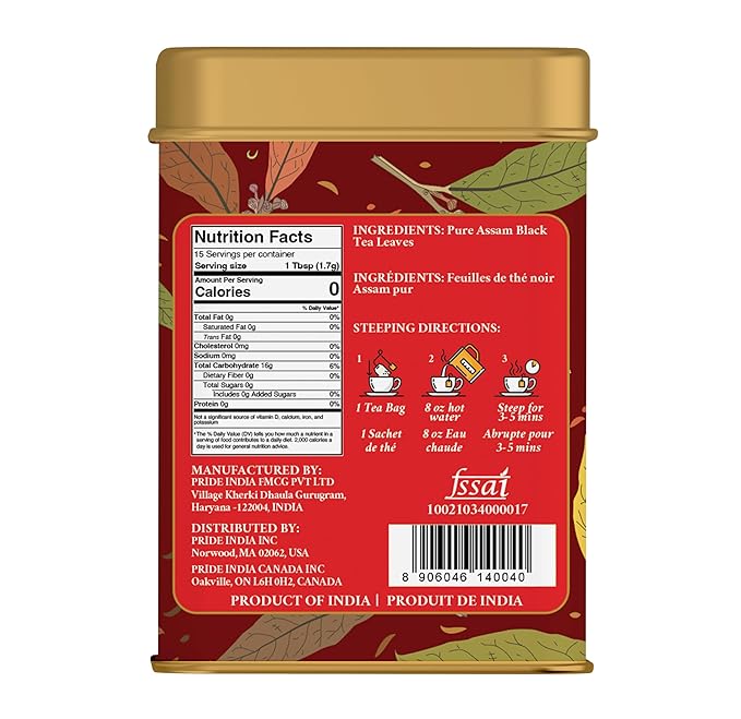 Pride of India | Assamese Gold English Breakfast Blend | 15 Predium Pyramid Full Leaf Individually Wrapped Tea Bags | Full-Bodied, Strong & Malty Flavor | Single Estate Certified Classic Tea