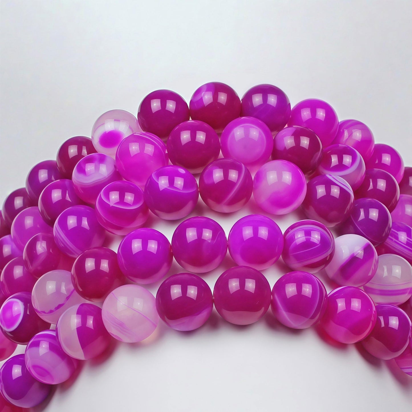 MJDCB Natural Stone Beads Rose Red Stripe Agate Round Loose Beads for Jewelry Making DIY Bracelet Necklace (10mm)