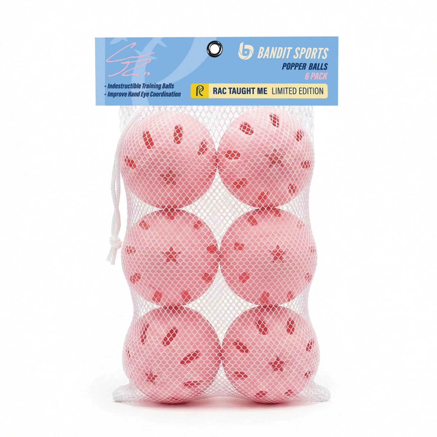 Bandit Sports Coach RAC Popper Balls 6 Pack Baseballs, Made of Impact-Resistant and Rebounding Material, Perfect Practice Baseballs for Baseball Training (6ct)