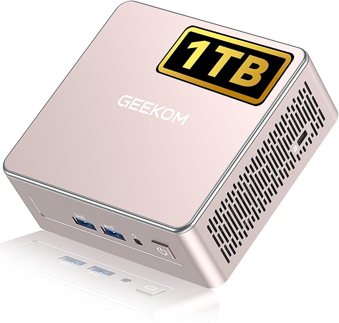 GEEKOM A5 2026 Mini PC with AMD Ryzen 5 7430U, 3-Year Coverage, 16GB RAM(Upgradable, Not LPDDR)&1TB M.2 NVMe SSD, Windows 11 Pro Desktop Computer Support 8K/Wi-Fi 6/BT 5.2/USB 3.2/SD Slot/6x USB