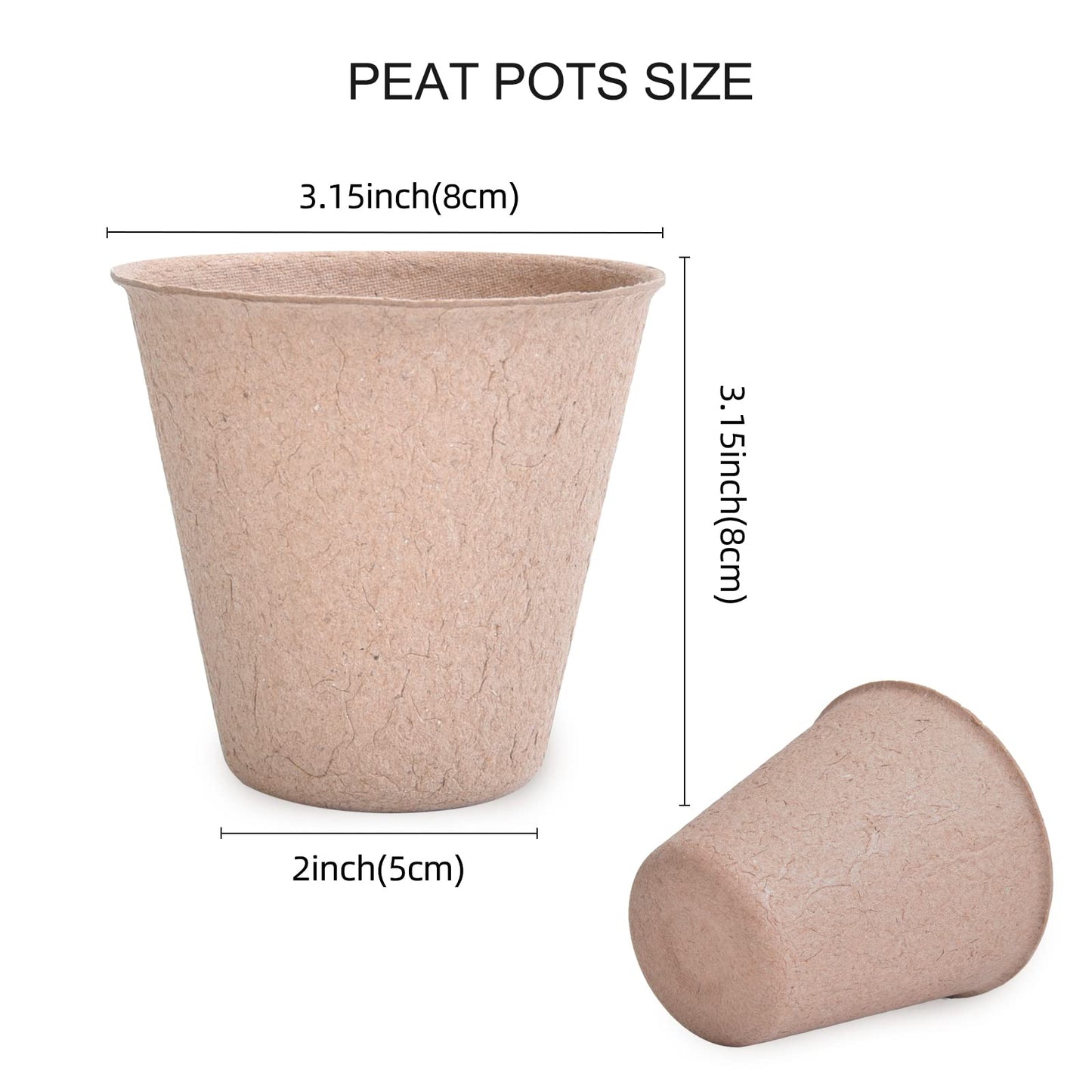 JERIA 200-Pack 3.15 Inch Peat Pots for Seedling with 200 Pcs Plant Labels,Outdoor Garden Germination Nursery Pots,Biodegradable Seed Starter Pots Kits