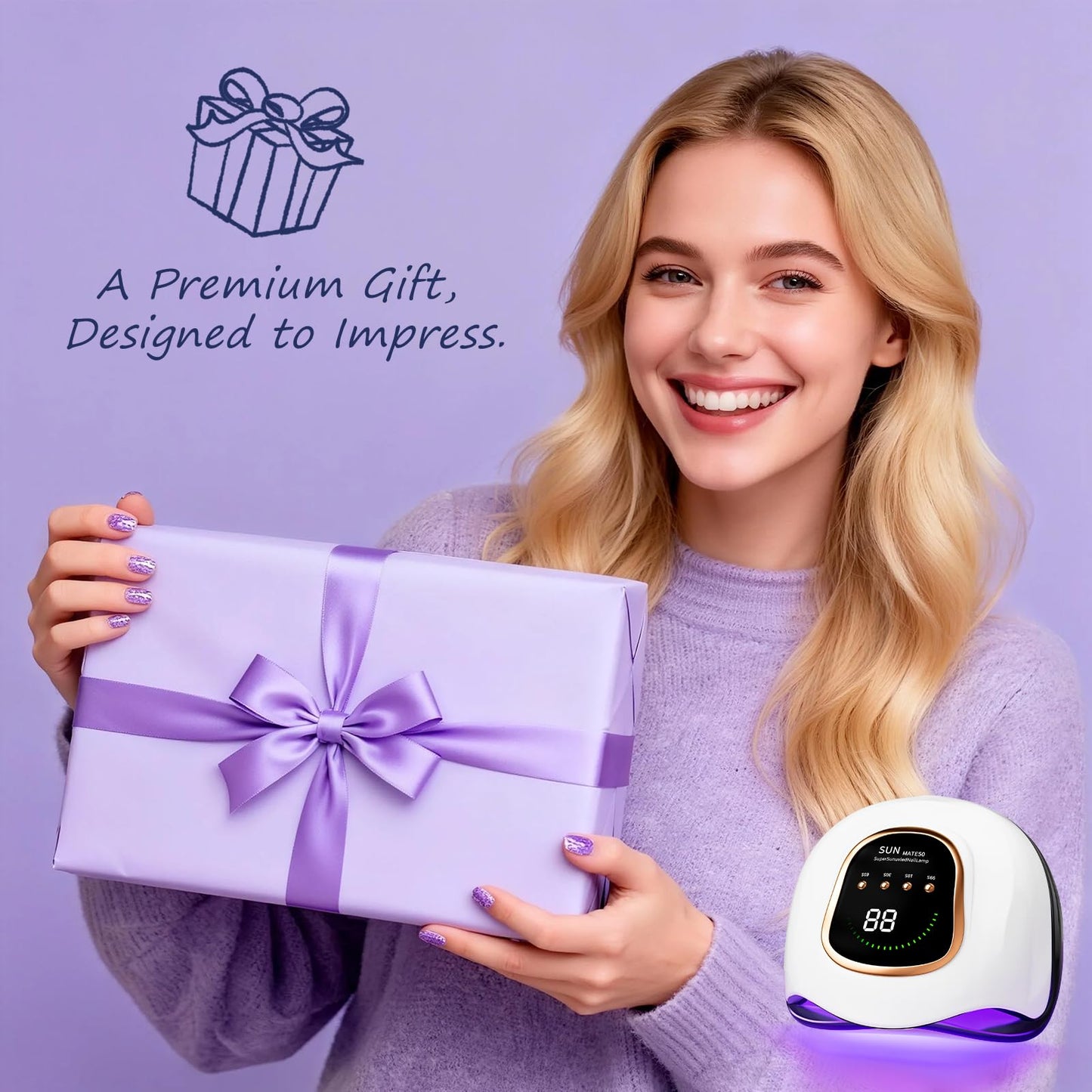Gugusure Upgrade UV Nail Lamp. Nail Dryer for Gel Polish with Auto Sensor and 4 Timer Settings (Bright White)