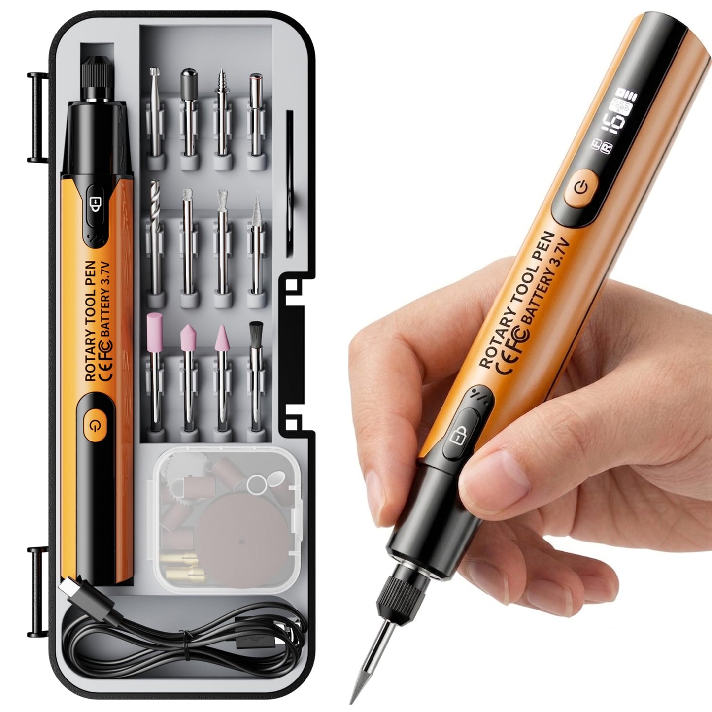 LIVIKEY Engraving Pen for Metal, Wood, Glass & Plastic, Electric Engraver Tool for DIY Crafts, Personalized Art & Etching, Gift Ideas for Teens, Women & Adults (Orange)