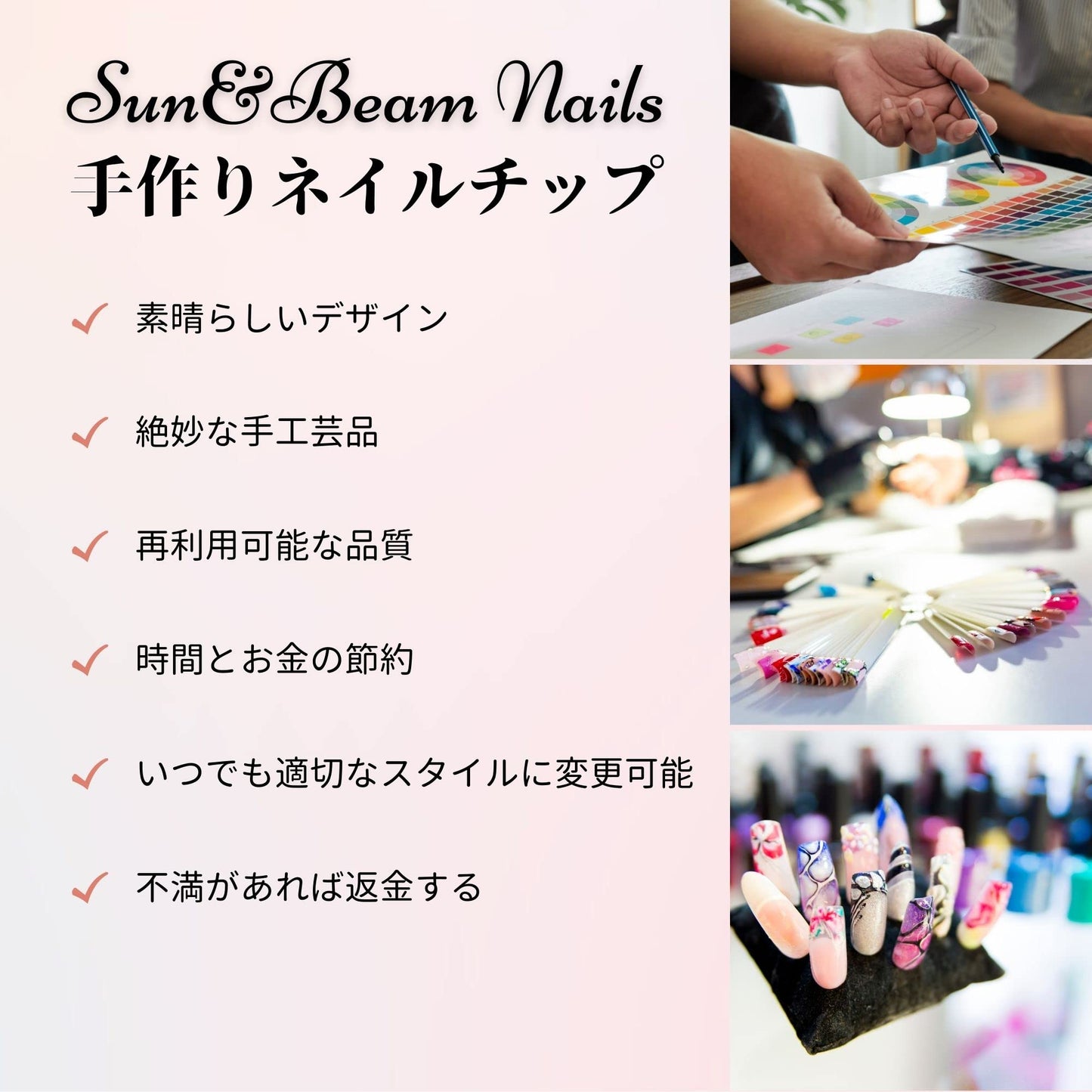 Sun&Beam Nails Handmade Press-on Medium Long Coffin Ballerina Pink Sliver Aurora Rhinestone Y2K Design False Nail Tips 10 Pcs (#137 S)