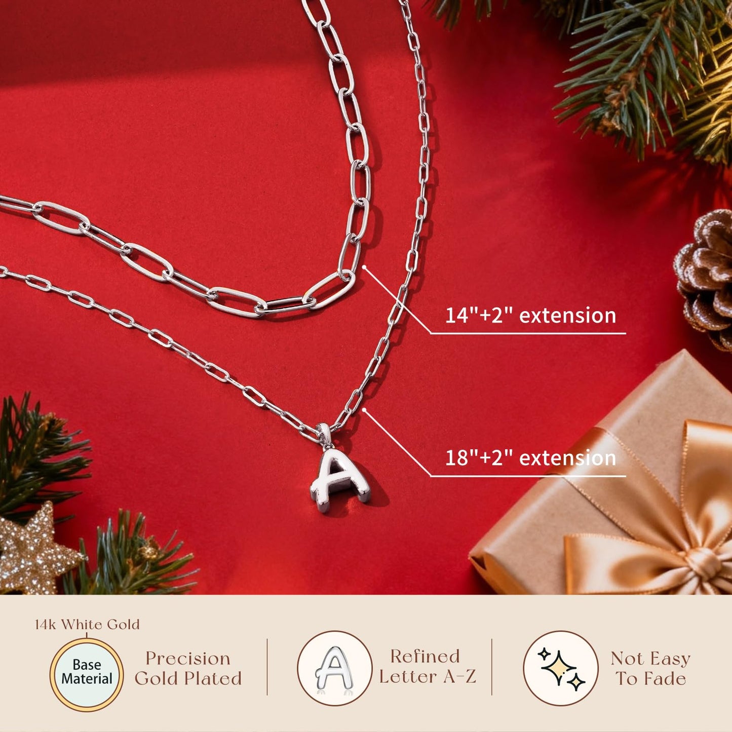 adoyi Silver Initial Necklace for Women 14k Gold Plated Layered Bubble Letter Necklaces Trendy Jewelry Chain Name D Pendant Necklace Stack Birthday Valentines Gifts
