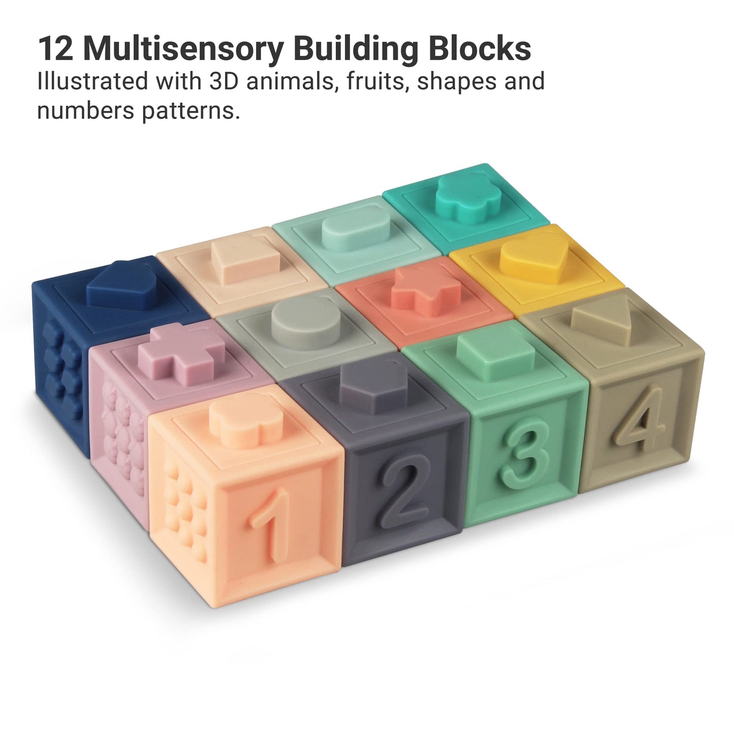 BabyToLove Discovery Cubes | Montessori Baby Blocks for Sensory & Motor Skill Development | Soft Stacking Blocks for Babies & Toddlers | Learning Toy | 12 Fun Shapes