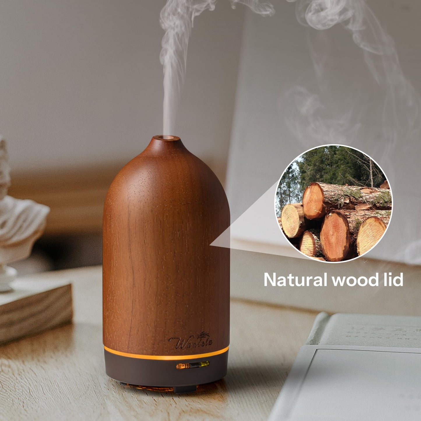 Wanlola 120ml Wood Essential Oil Diffuse - Oil Diffuser for a Pleasant Indoor Atmosphere -Aromatherapy Diffusers for Home or Office