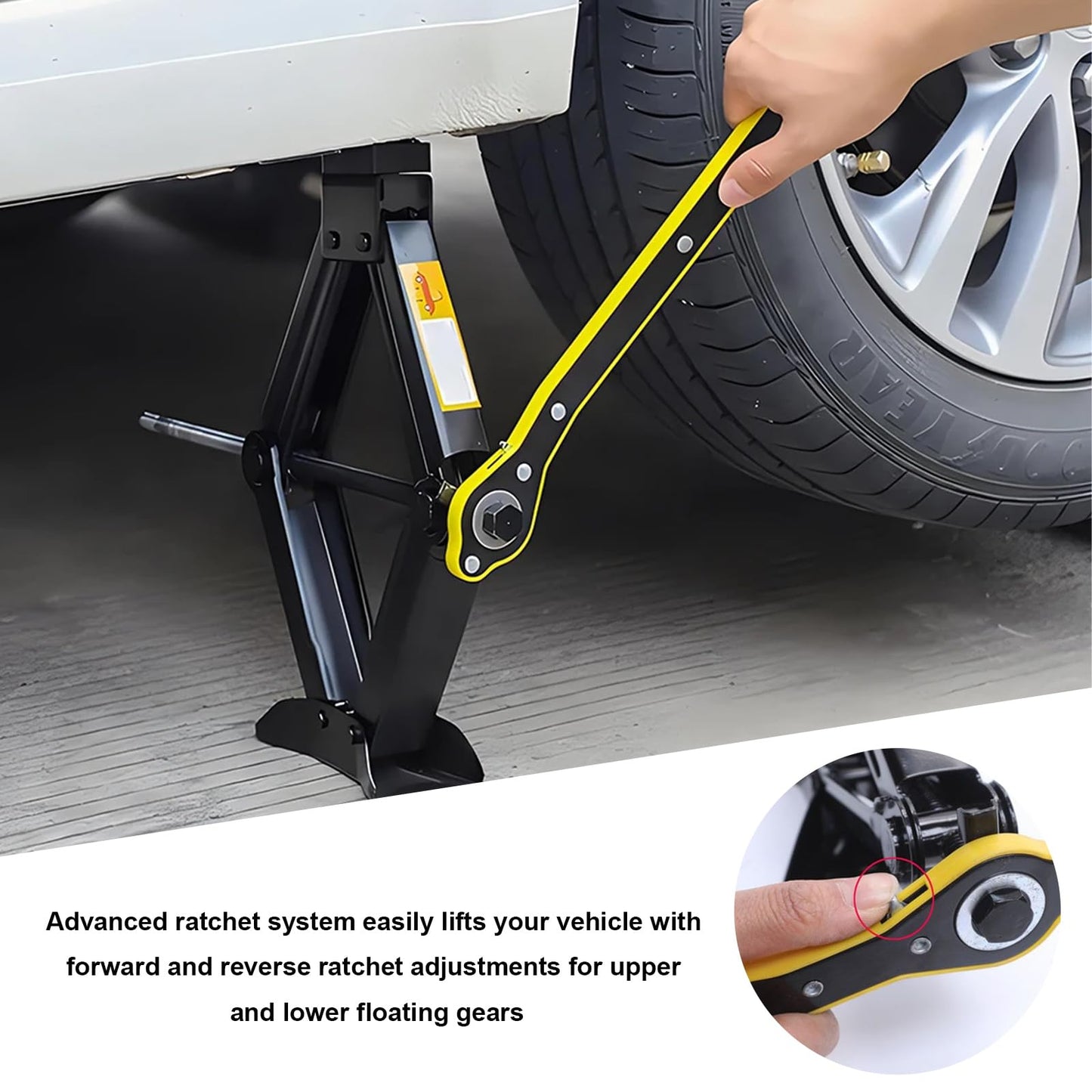 KVAEY Car Jack Kit, 2 Ton (4409 lbs) Scissor Jack Portable Tire Changing Tool with Lug Wrench, Heavy Duty Scissor Lift Jacks Universal Emergency Kit for Sedan SUV MPV, Car Accessories