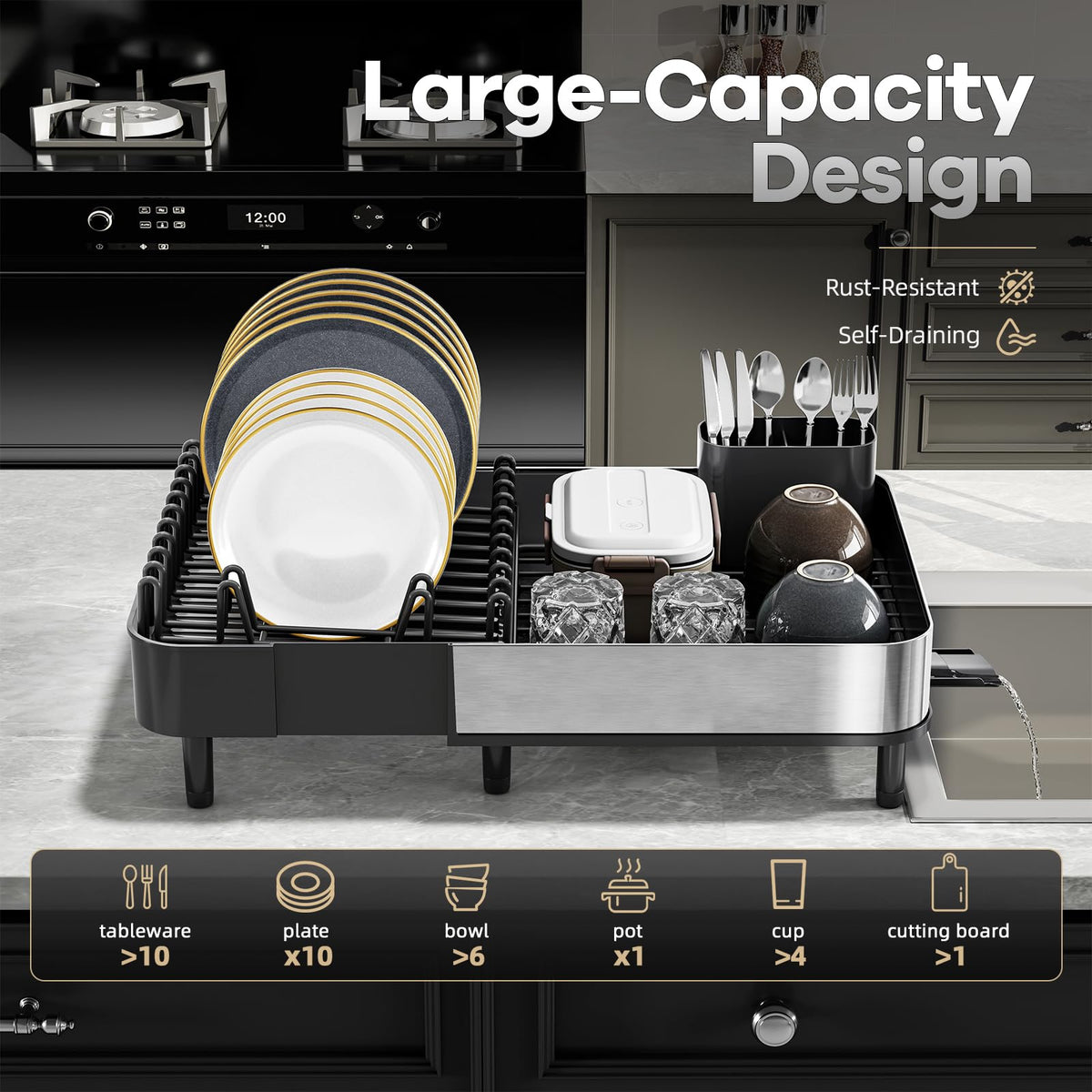 Stainless Steel Dish Drying Rack for Kitchen Counter