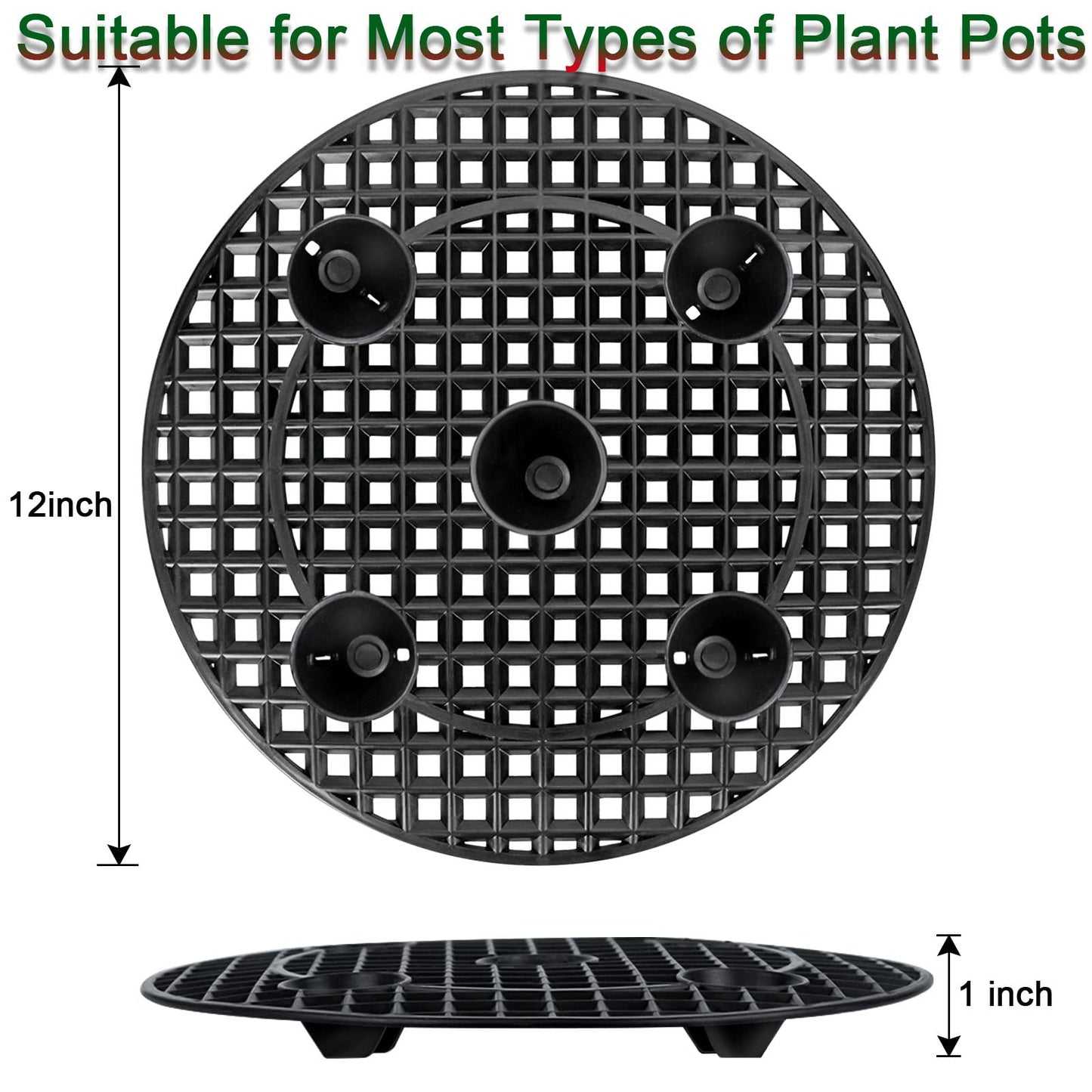 Gicare 6 Pack Pot Elevator for Plants, 12 Inch Heavy Duty Plastic Plant Stands for Indoor & Outdoor Use