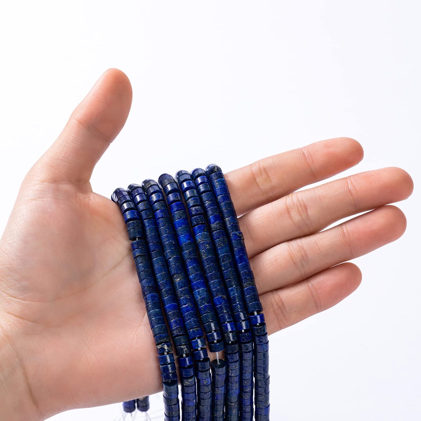 Natural Lapis Lazuli Stone Spacer Beads 6x3mm 38cm/str Flat Round Loose Semi Gemstone Caps for Making Bracelets Necklace