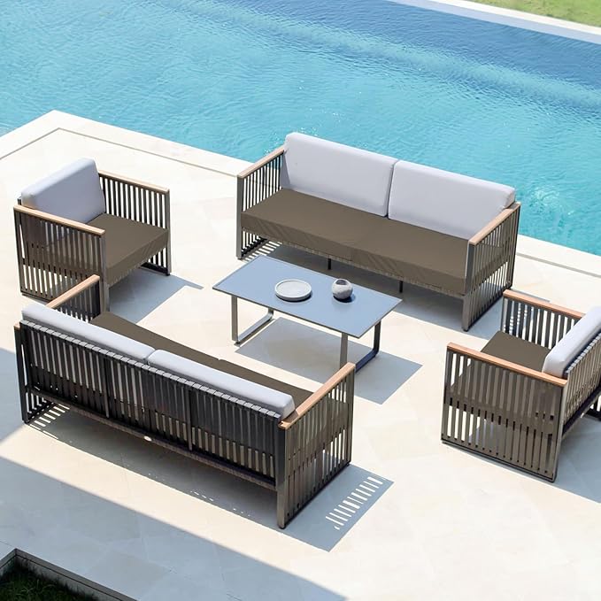 Easy-Going Waterproof Patio Cushion Covers ONLY Cover 27x25x5 inch 2 Pack Replacement Non-Slip Outdoor Seat Cushion Slipcover with Zipper. Taupe