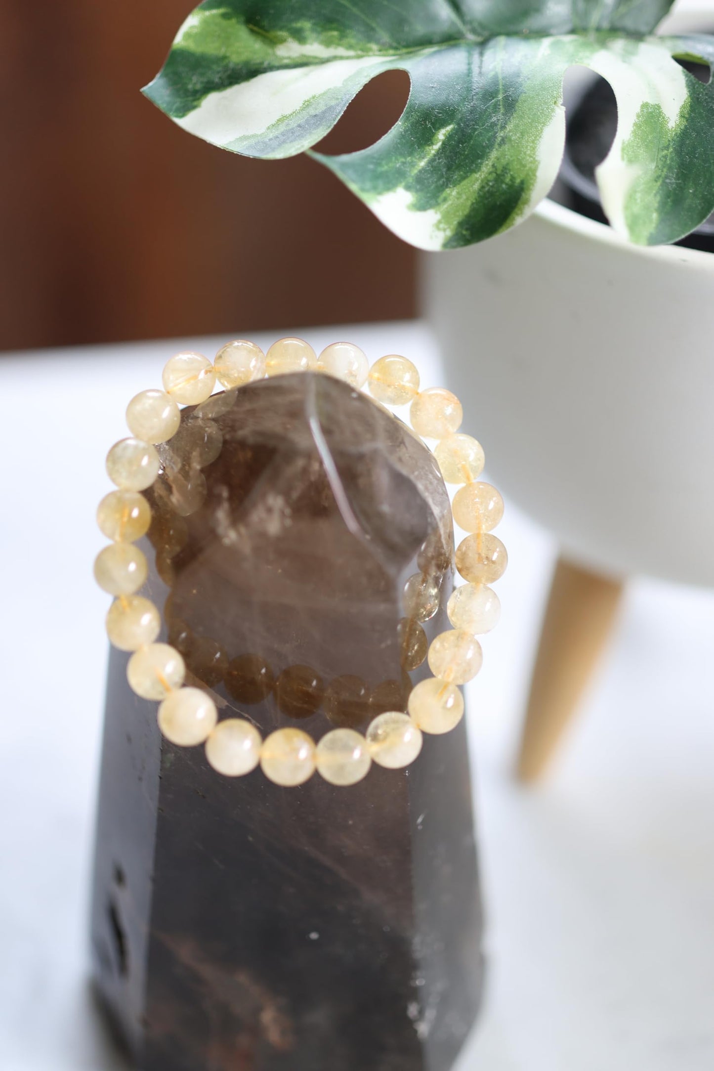 The Vida Handmade AAA+ Quality Crystal Stretch Elastic Bracelet - Nature Gemstone - Jewelry Gift - Holiday Gift - For Women & Men (Citrine)