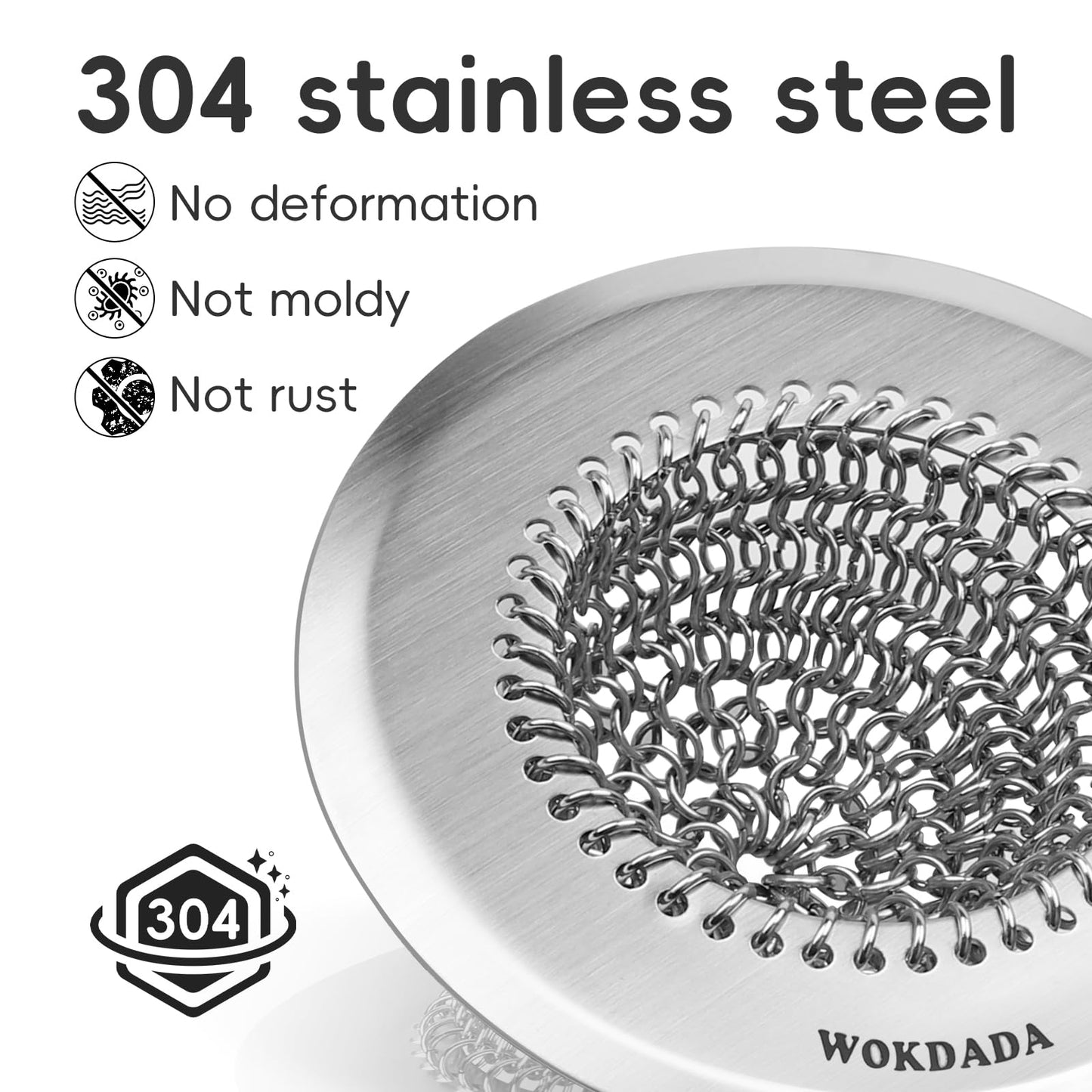 Revolutionary Kitchen Sink Drain Strainer/Patented Reversible Chain Mesh, Effortless Cleaning & Debris Catcher, Large Capacity, Anti-Clog, 304 Stainless Steel & Rust-Proof/Handmade