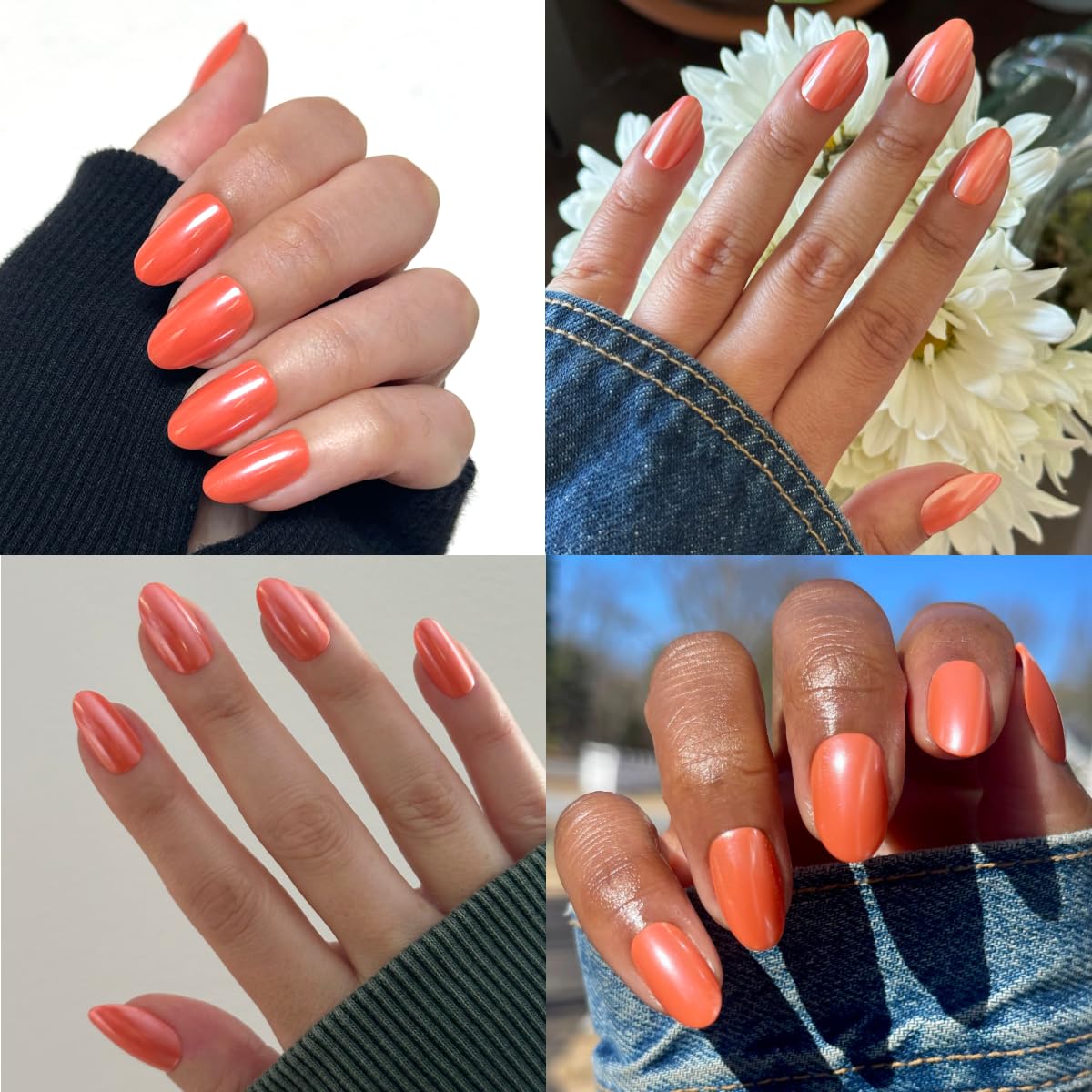 Olive & June Maximalist Instant Mani Press-On Nails (Glue) | 42 Fake Nails, 21 Sizes | Non-Toxic, Long-Lasting Big, Bold Gorgeous Realistic Look | Salon-Quality | Medium, Oval | Bounce Back Chrome