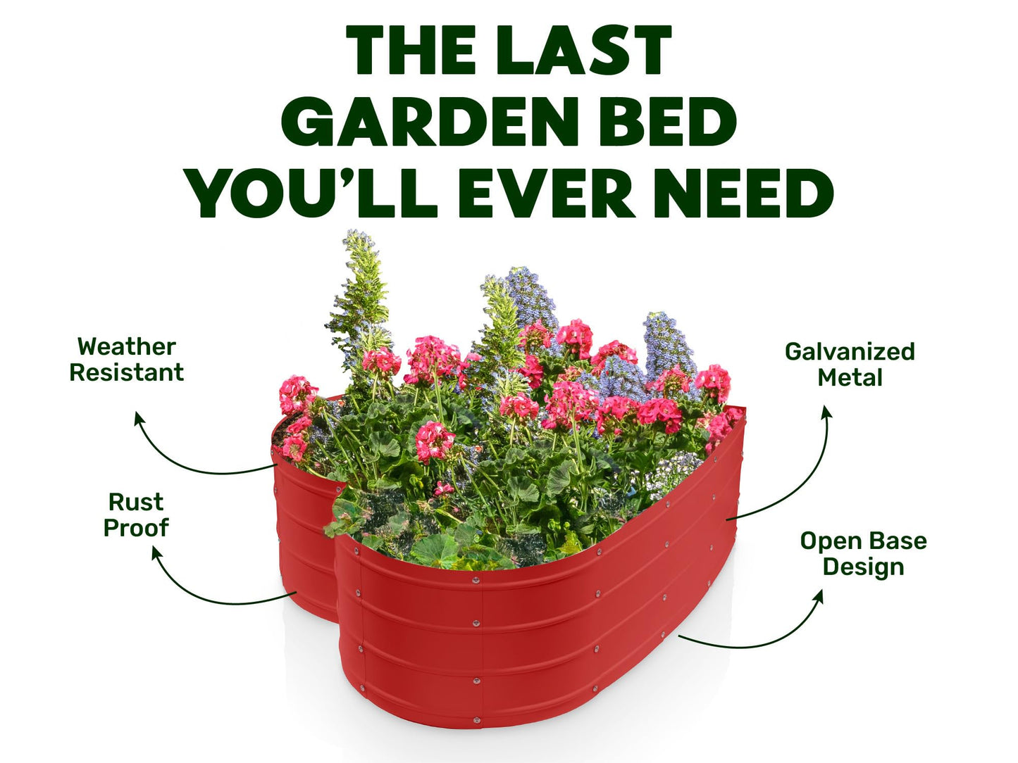 Plant & Plot Galvanized Raised Garden Beds Outdoor // Planter Raised Beds for Gardening, Vegetables, Flowers // Large Metal Garden Box (Red) // Tool-Free Assembly