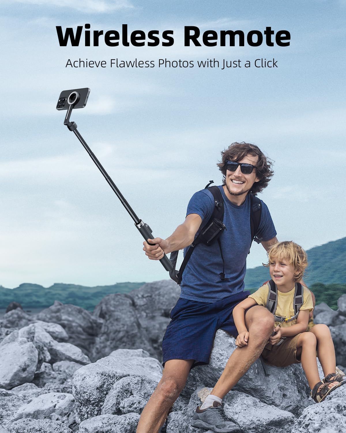TODI 65" Magnetic Tripod for iPhone with Remote, Selfie Stick for iPhone Magsafe, Cell Phone Tripod Stand for Recording, Travel Tripod Compatible with 16/15/14/13/12 Series (Black Silver)