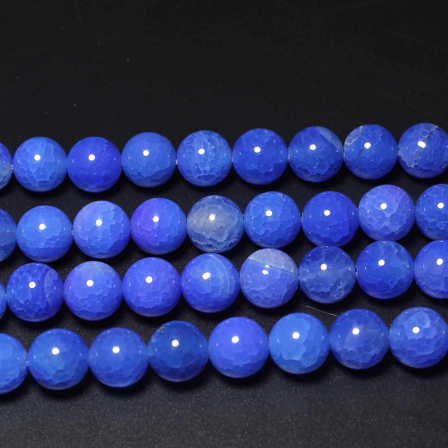 MJDCB Natural Stone Beads 8mm 43pcs Round Blue Dragon Vein Agate Loose Gemstone Bead Charms for Jewelry Making Bracelet Necklace Earring Pendant