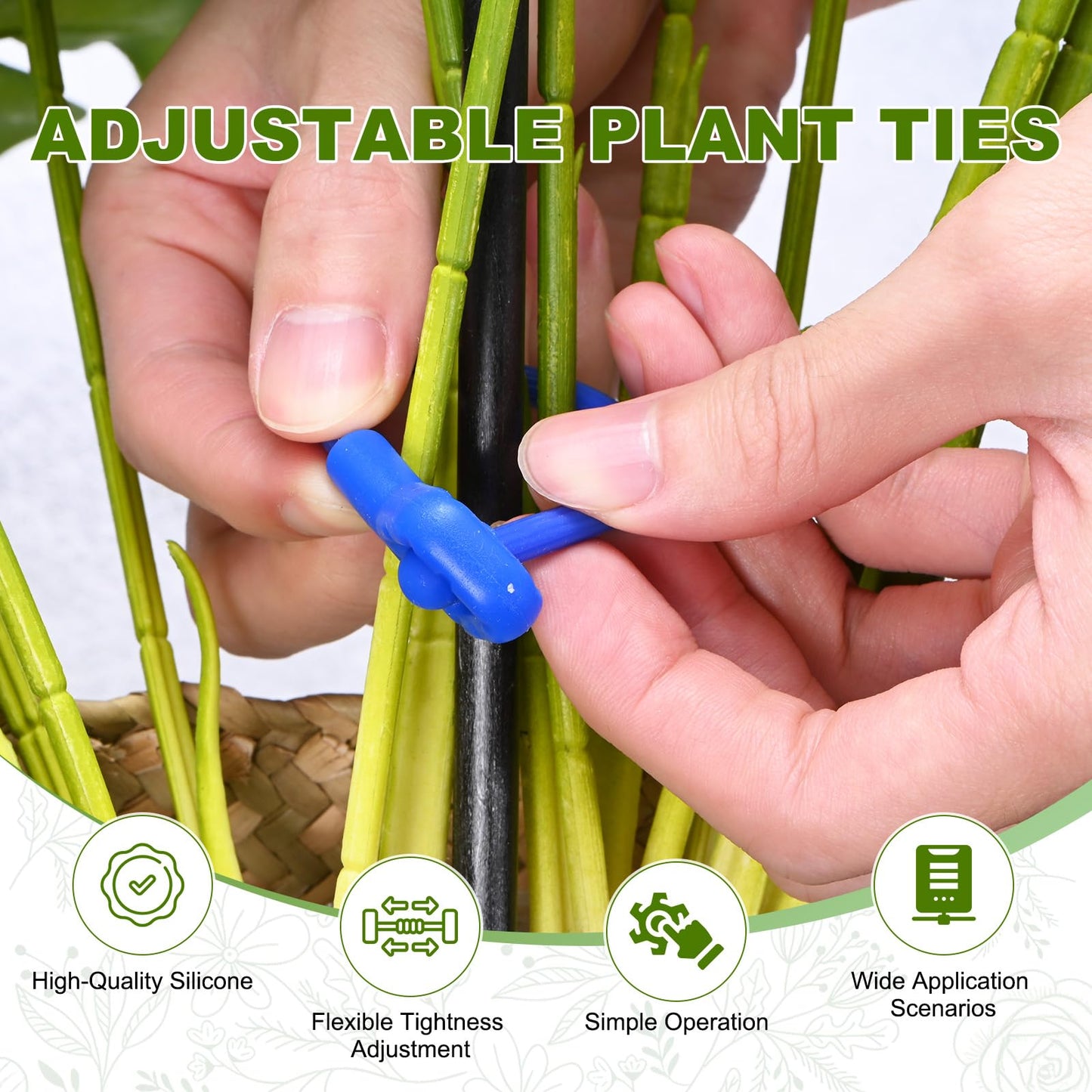 M METERXITY 12-Pack Adjustable Plant Ties, 3inch/7.62cm Silicone Flexible Multi-Function Sturdy Garden Twist Tie for Plant Support/Tree/Shrub/Vine, Reusable Support Twine [Blue]