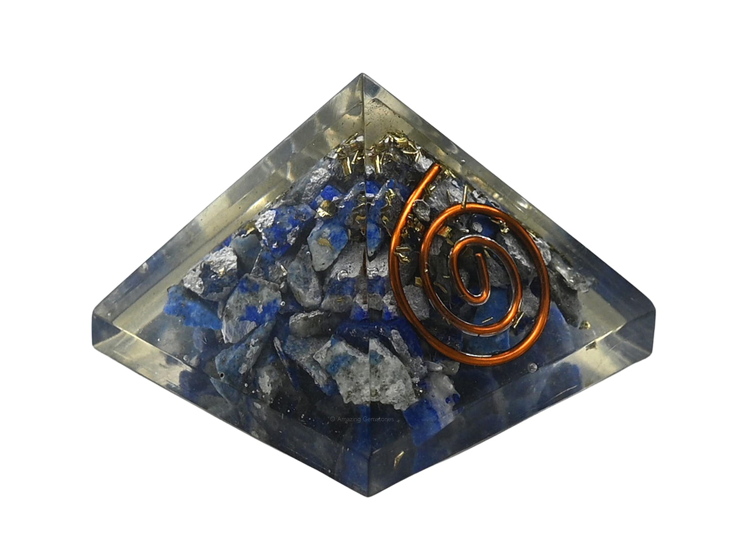 Amazing Gemstone Lapis Lazuli Orgone Pyramid - 30mm Small Orgonite Pyramids with Crystals and Healing Stones - Authentic Organite Gifts