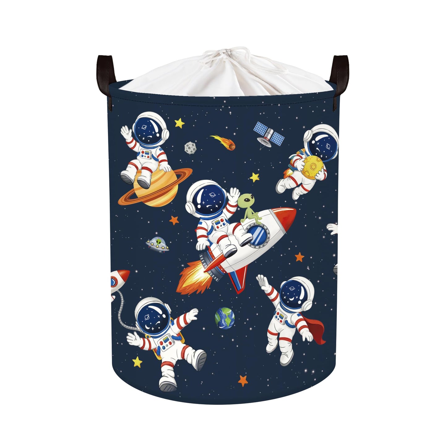 HUUMONSS Space Rockets Laundry Hamper Cartoon Astronaut Large Storage Basket Planet Collapsible Parents Organizer Boys Clothes Toy Bins for Bedroom, Bathroom, Alien, 63L