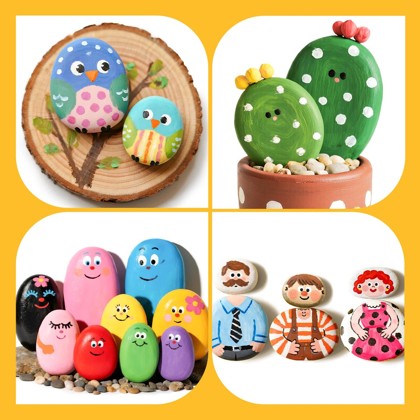 Simetufy 100pcs 1.5-3in River Rocks for Painting,2 Sizes Flat Smooth Rocks for Arts & DIY, Kindness Rocks, Paint Stones for Craft (50pcs Each Size: 1.5-2in, 2-3in)