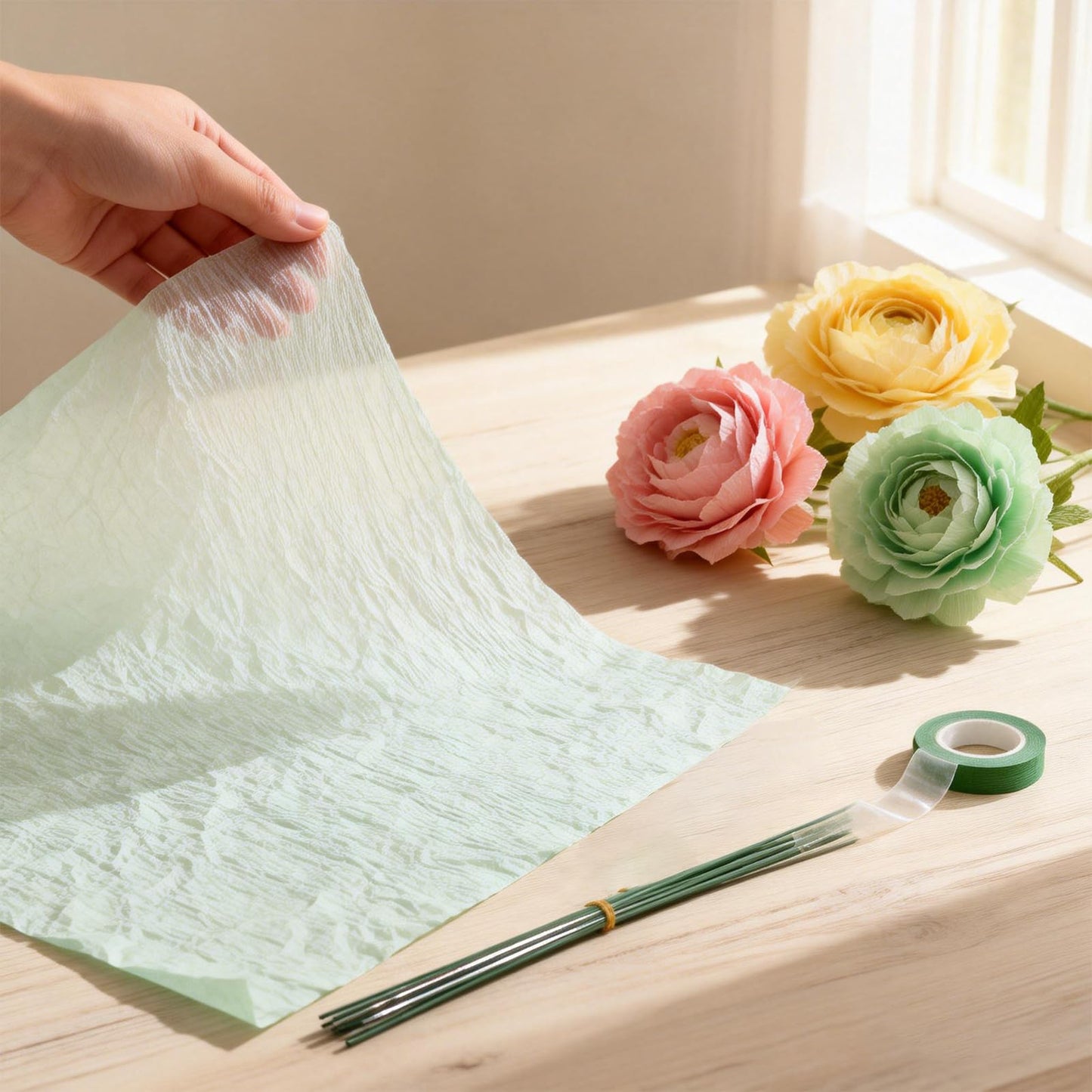 Eikovia 35 Roll Crepe Paper Kit, 1 Roll Floral Tape & 100 Stems for Wedding, Birthday, Crafting, Flower Making, DIY Party Decor