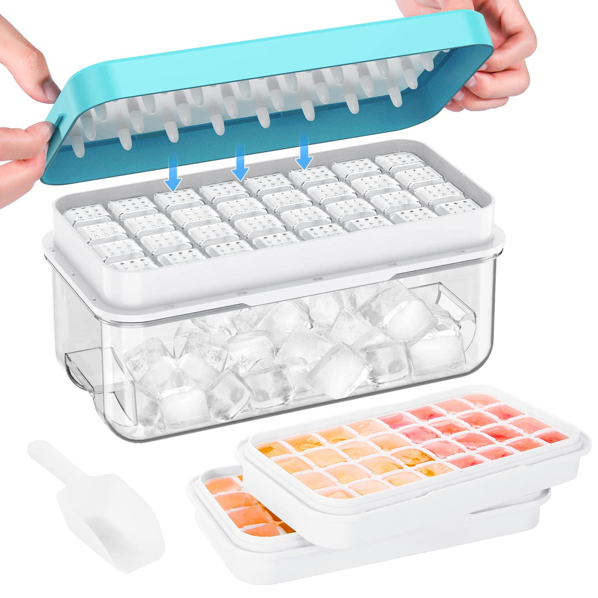 1" Ice Cube Tray with Lid and Bin