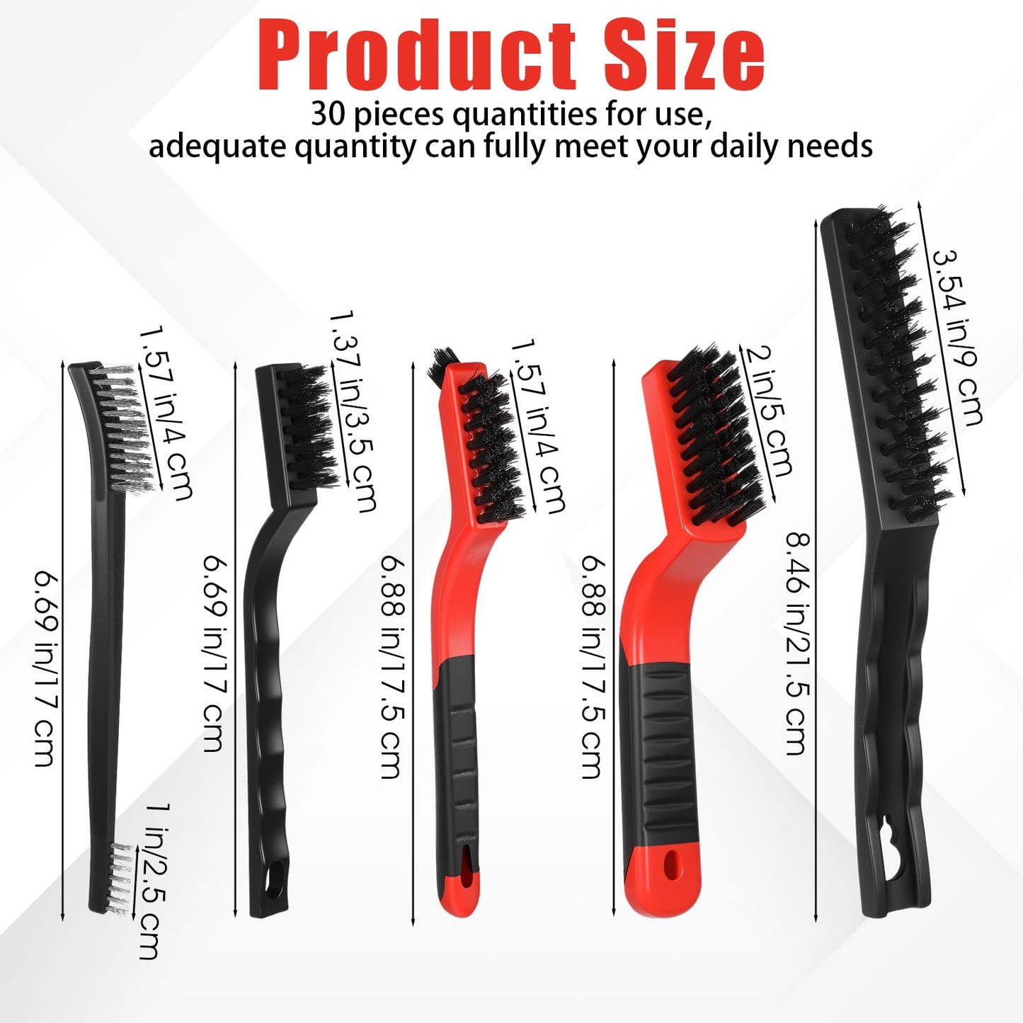 Kifmurase 30Pcs Wire Brushes for Cleaning Rust, Wire Cleaning Brush Set, Stainless Steel/Brass/Nylon Bristles, Metal Brush with Curved Handle Grip, Grip Paint Remover for Rust, Drill, Scrub