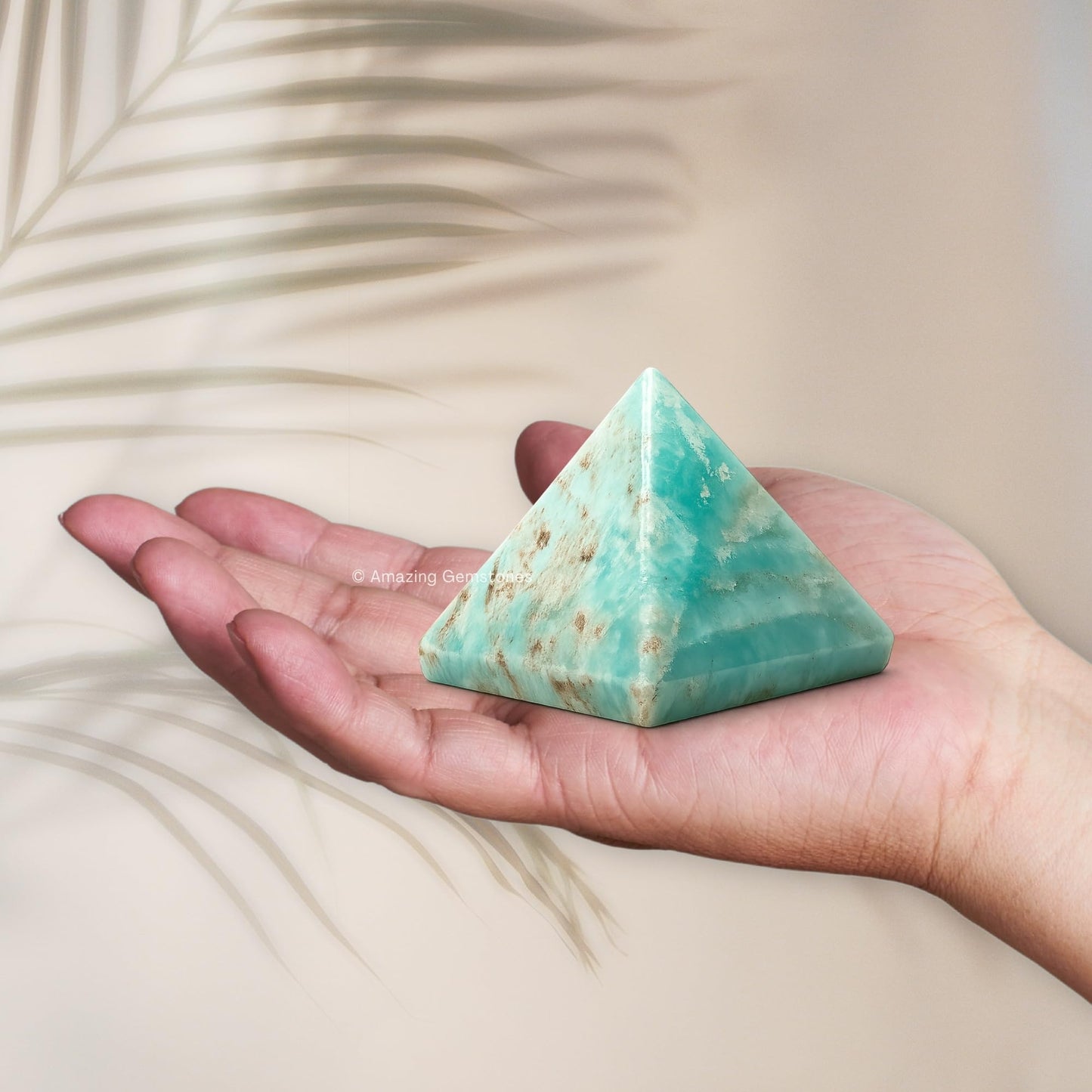 Amazing Gemstone Carribean Calcite Pyramid Crystal Healing Stones - 2" Great Pyramid Figurine of Natural Stone Pyramid for Meditation, Reiki, Chakra Balancing and Crystal Pyramids Grid