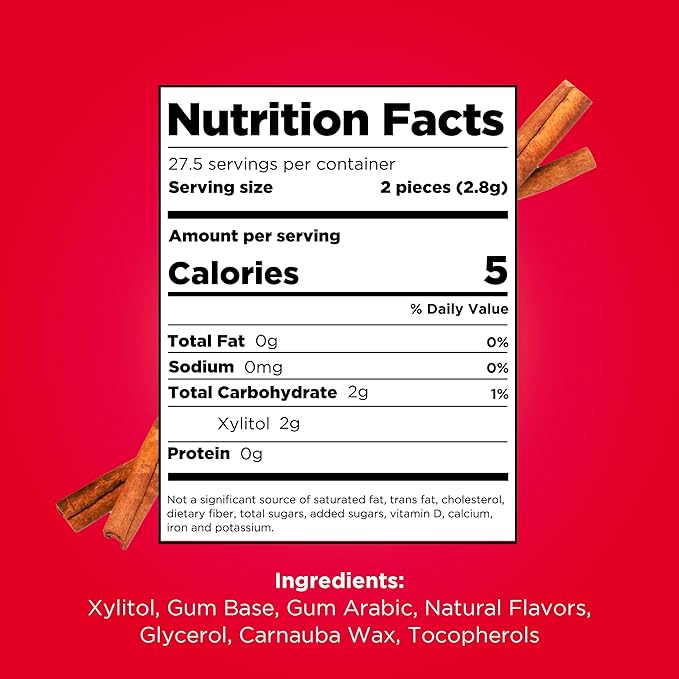 PUR Gum | Aspartame Free Chewing Gum | 100% Xylitol | Natural Cinnamon Flavored Gum, 55 Pieces (Pack of 3)