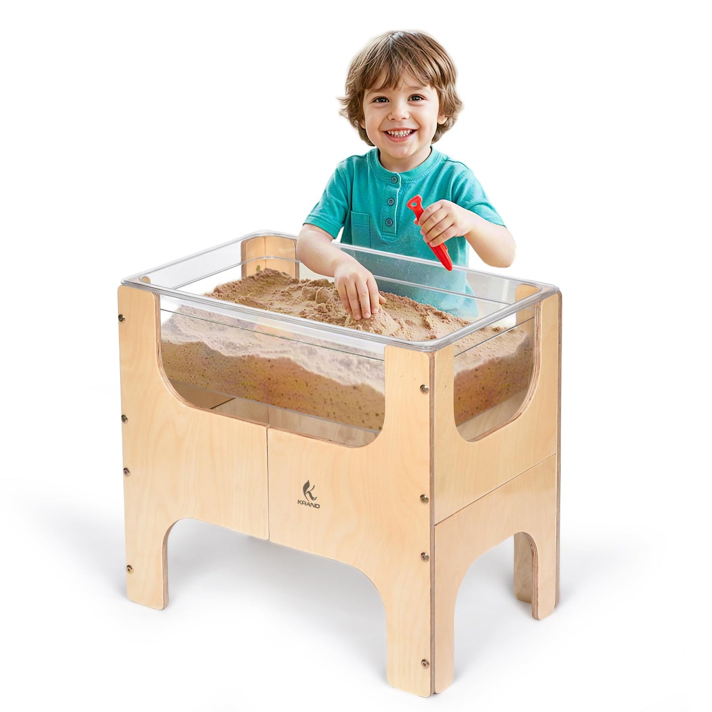 KRAND See-Through Small Water & Sand Sensory Table for Kids w/Transparent Tub for Tactile Play & Learning – Perfect for Home, Classroom & Daycare