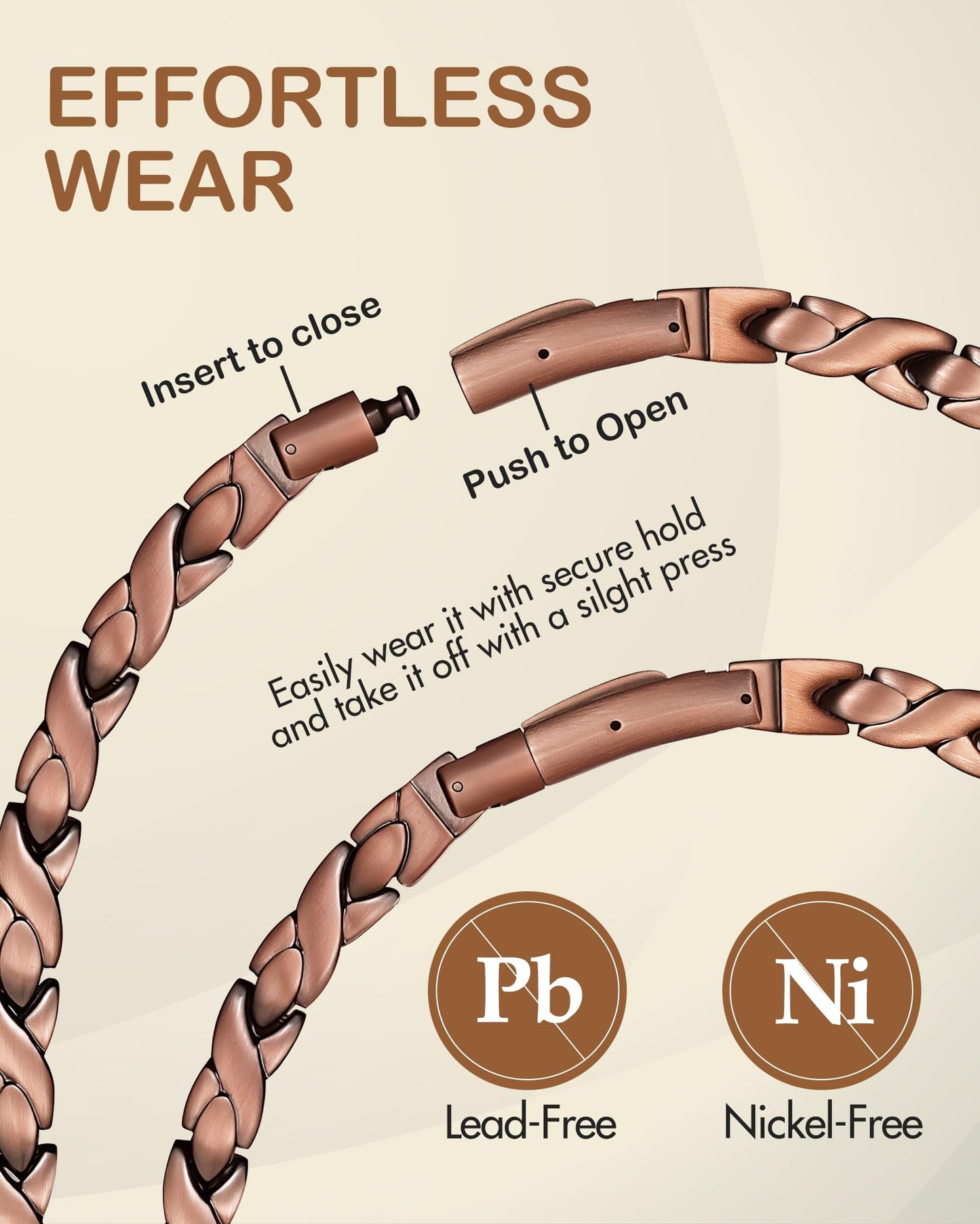 Feraco Copper Necklace for Men Women, 99.99% Pure Copper Magnetic Chains with 3500 Gauss Ultra Strength Neodymium Magnets, Adjustable Jewelry Gift (Fishtail)