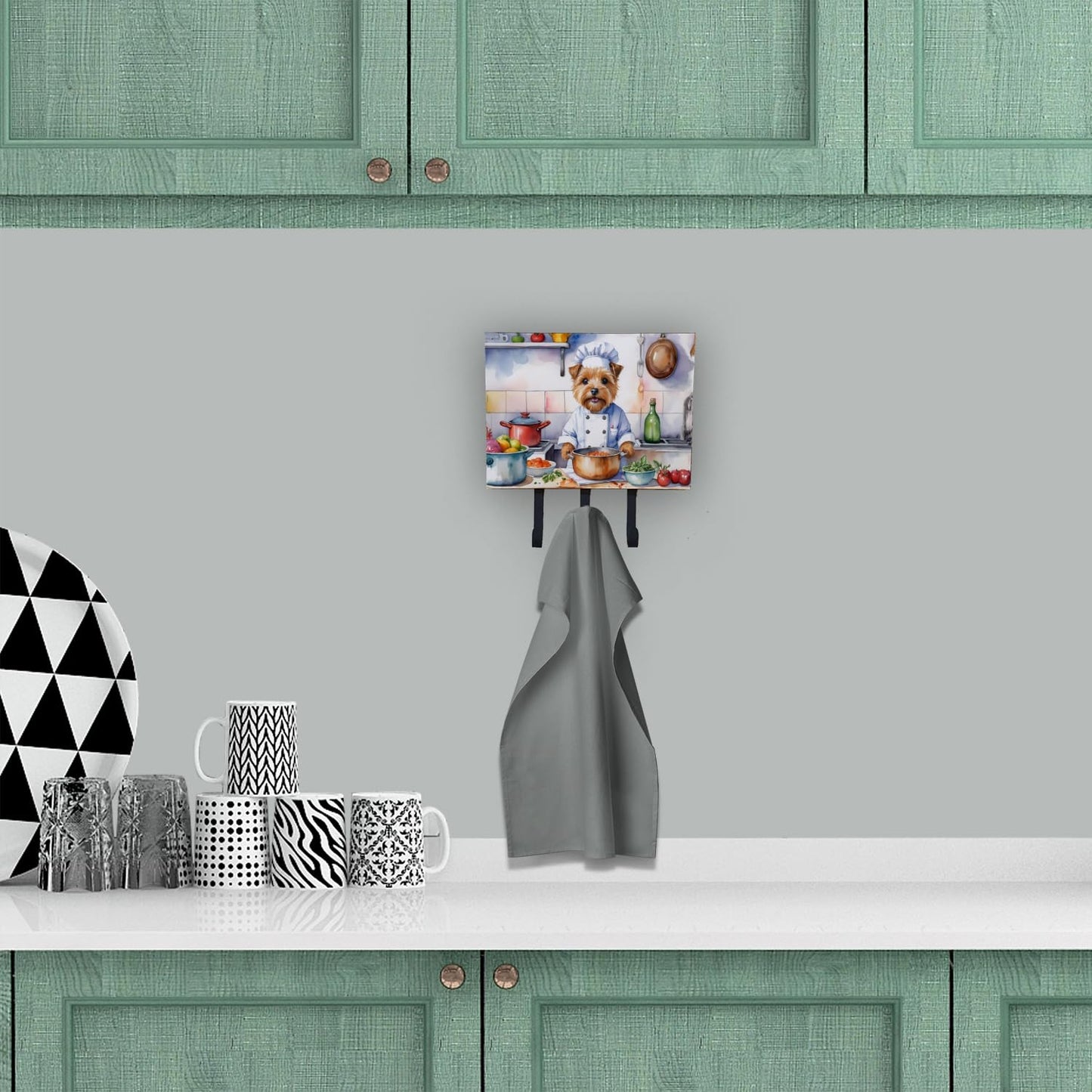 Caroline's Treasures Norfolk Terrier The Chef Leash or Key Holder Wall Hooks, Key Hooks Holder, Coat Rack Wall Mount, Coat Hooks, Hooks for Hanging Keys, Towels, Aprons, Leashes