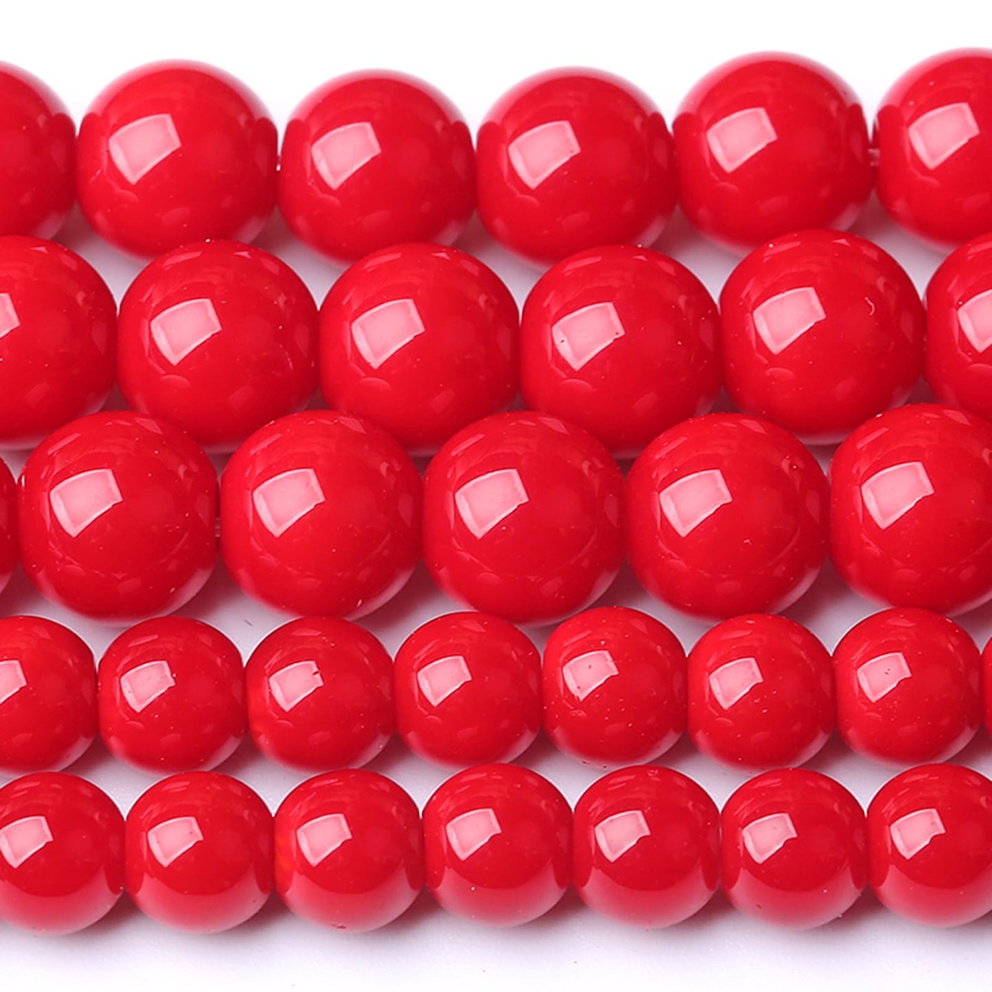10MM Coral Red Glass Beads Natural Stone Crystal Energy Round Loose Beads for Jewelry Making Bracelet 72pcs 2 Strands 32"