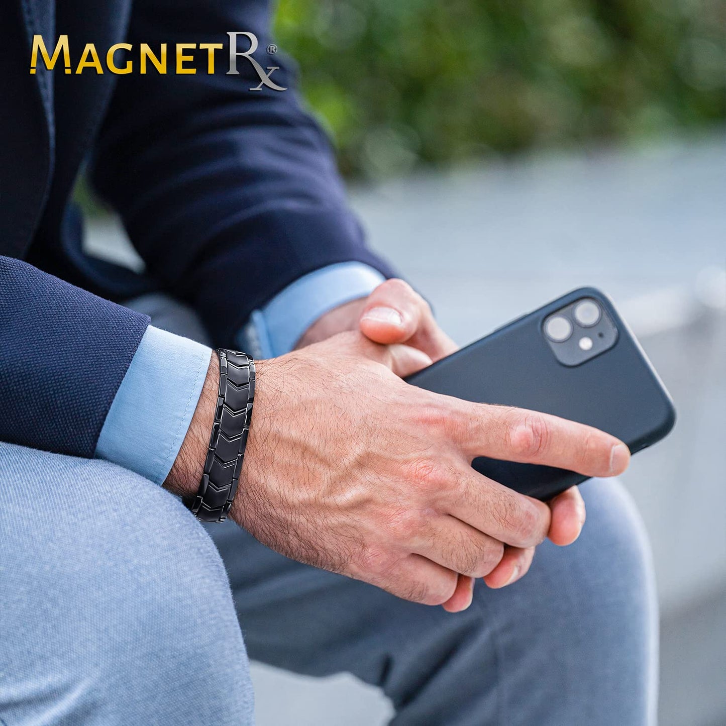 MagnetRX® Ultra Strength Magnetic Bracelet – Effective Stainless Steel Magnetic Bracelets for Men – Adjustable Length with Sizing Tool for Perfect Fit (Black)