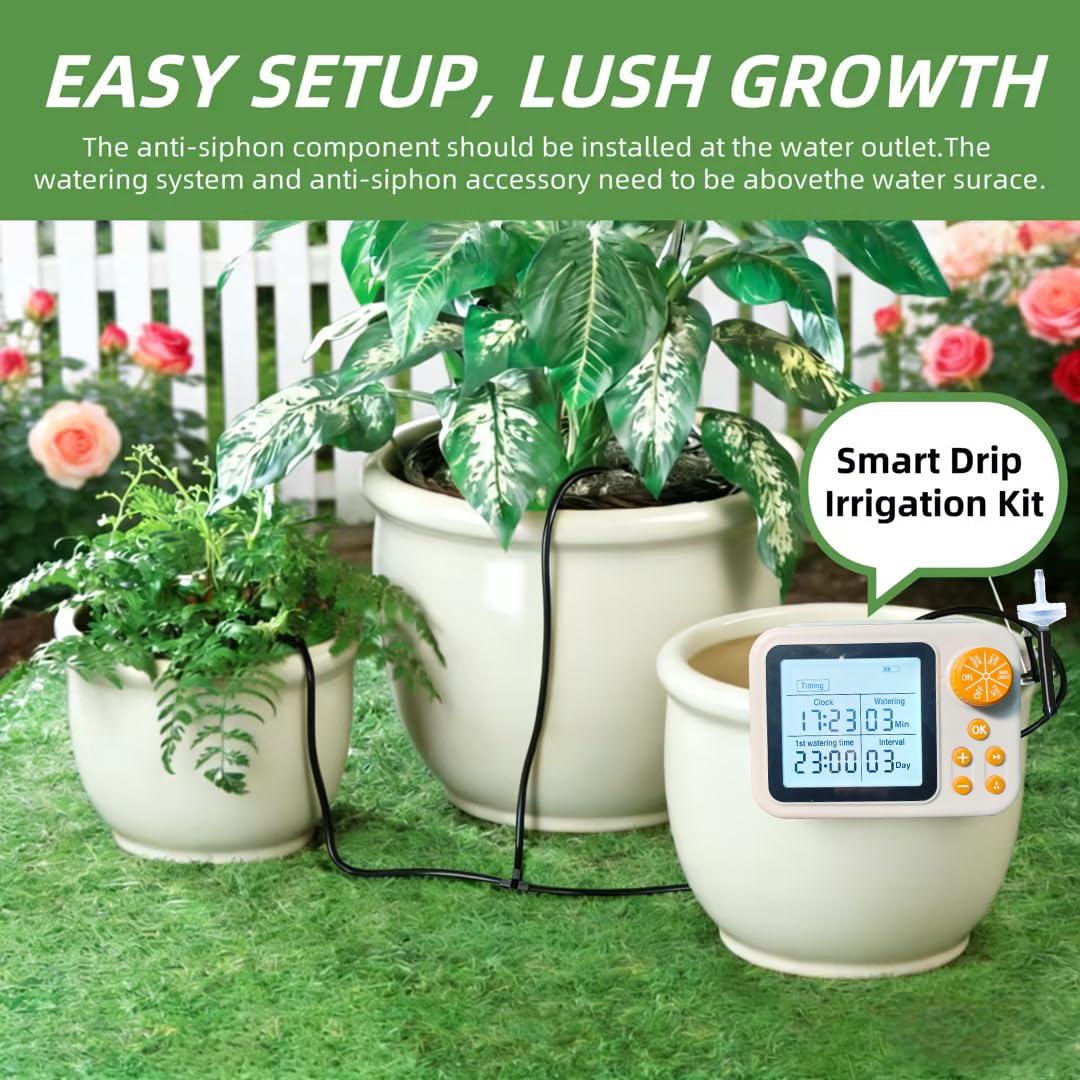 Automatic Plant Waterer Drip Irrigation Kit with Humidity Sensor, Timer, for Indoor Garden, Greenhouse, Growing Tent (1 Set (Without Humidity Sensor))