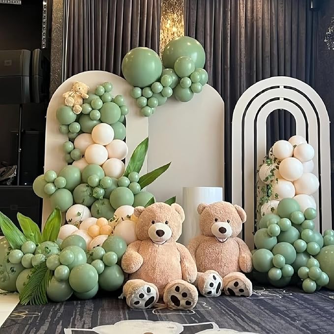 412pcs Sage Green Balloon Garland Arch Kit 18 12 10 5 Inch Different Sizes Matte Latex Olive Balloons for Baby Shower Birthday Wedding Jungle Dinosaur Summer Theme Party Decoration