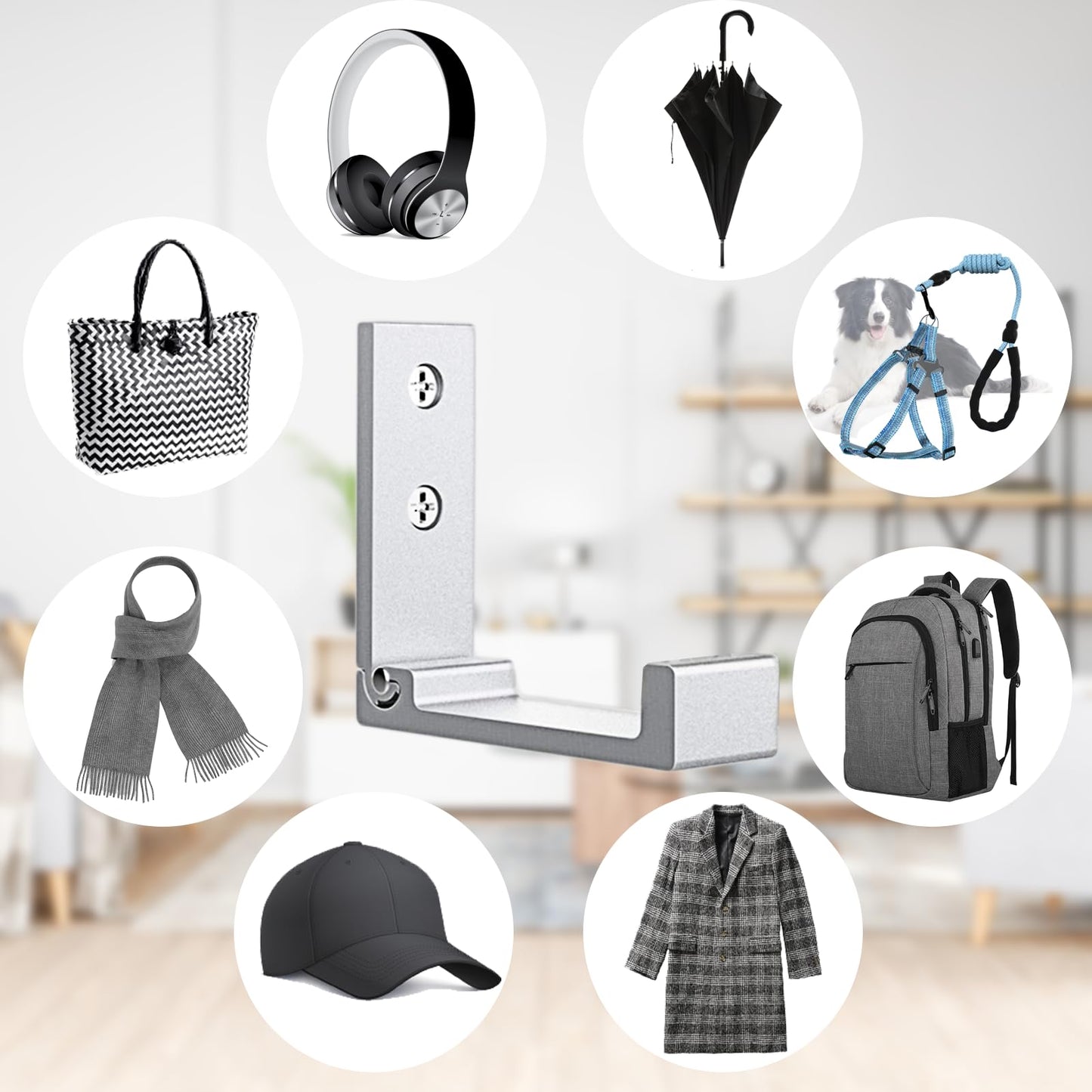 OHIYO 6Pcs Foldable Hooks for Hanging Coat & Bags & Hat & Key Wall Mounted Heavy Duty Aluminum Alloy Folding Coat Hooks with 12pcs Screws for Headphones Holder or Wall Hanger Hook(Matte Silver)