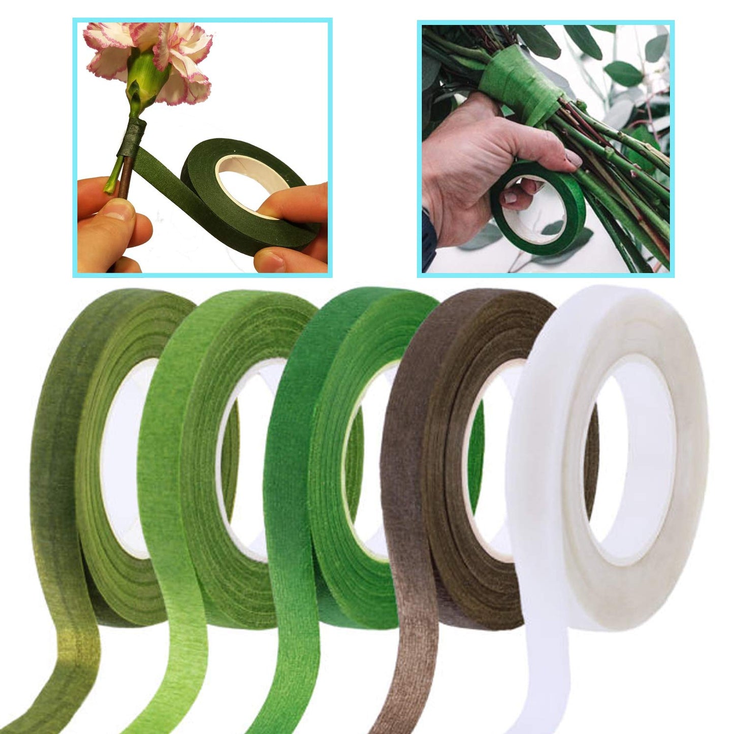 Floral Arrangement Tool Kit, Woohome 2 Style Tape Stem Wrap, 2 Style Floral Wire, Wire Cutter, Scissors and Head Pins for Wedding Bouquet DIY
