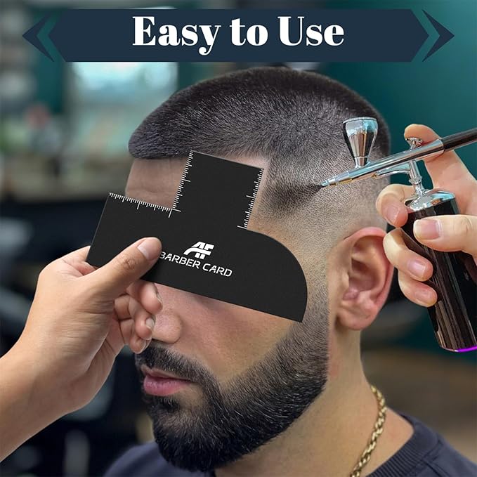 Enhancement Card for Barbers with Measurement Indicators, Reusable Barber Line up Tool and Color Spray Edge Hairline Shaping Tool (Black, One-Size)