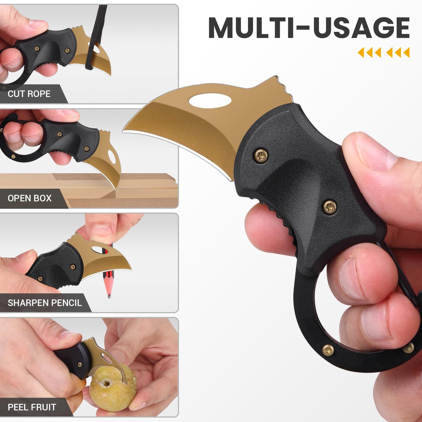 FUNBRO Small Pocket Knife for Men, Cool Folding Knife Box Cutter with 1.34inch Sharp Blade, EDC Knives Tool for Everyday Carry, Great Gift for Men (Gold)