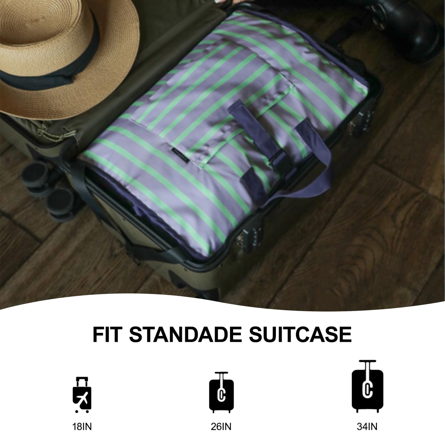 SMQH Symqhe 4-in-1 Foldable Travel Packing Luggage Organizers for Travel Accessories, Space Saver for Carry-On and Weekend Trips （Blue Coffee）