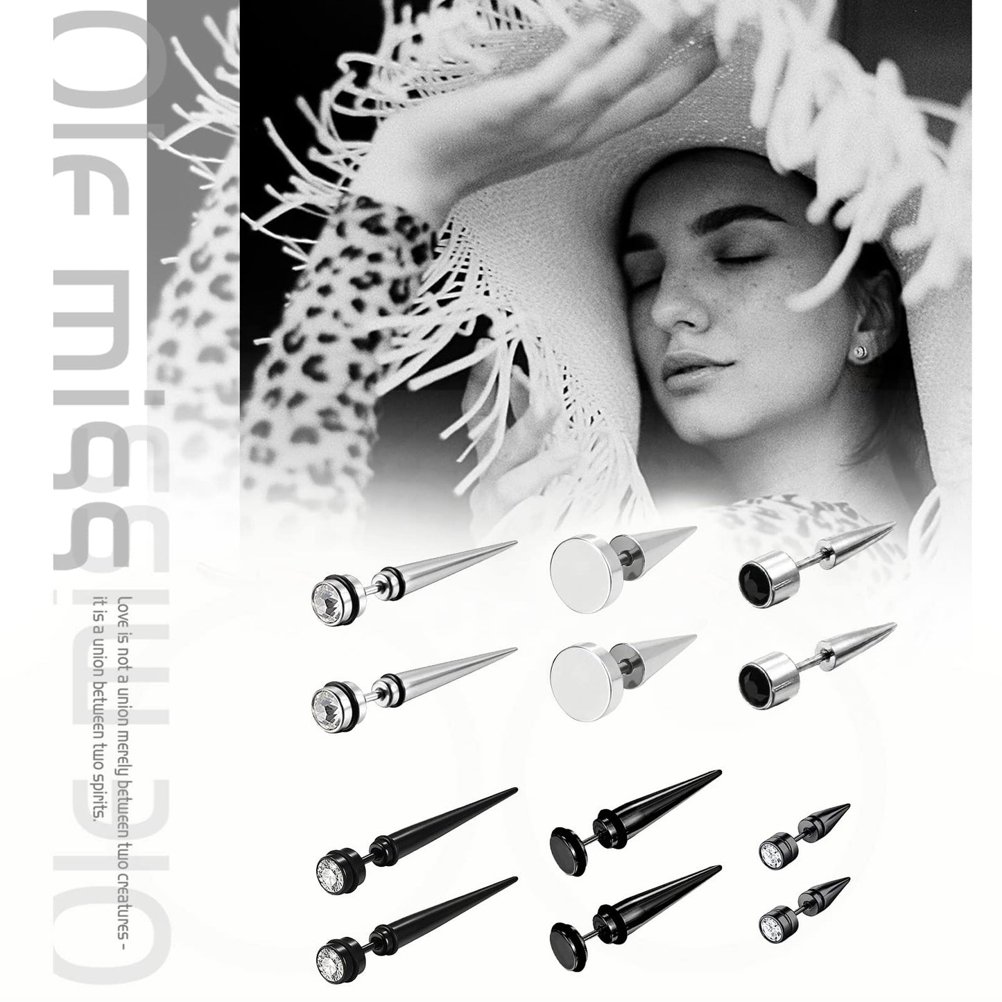 Aroncent 12PCS Stainless Steel Spike Hoop Earrings