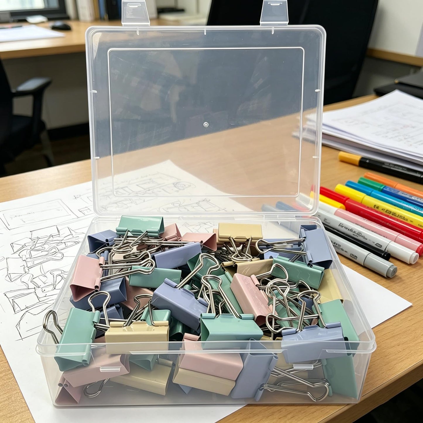 Colored Large Binder Clips (65 Pack) 41mm/1.6Inch Paper Clamps, Big Clips for Paper Office Supplies Binder Clips