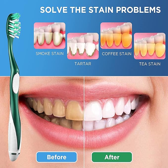 Firm Toothbrushes for Adults, Cross Hard Bristles, 6 Count