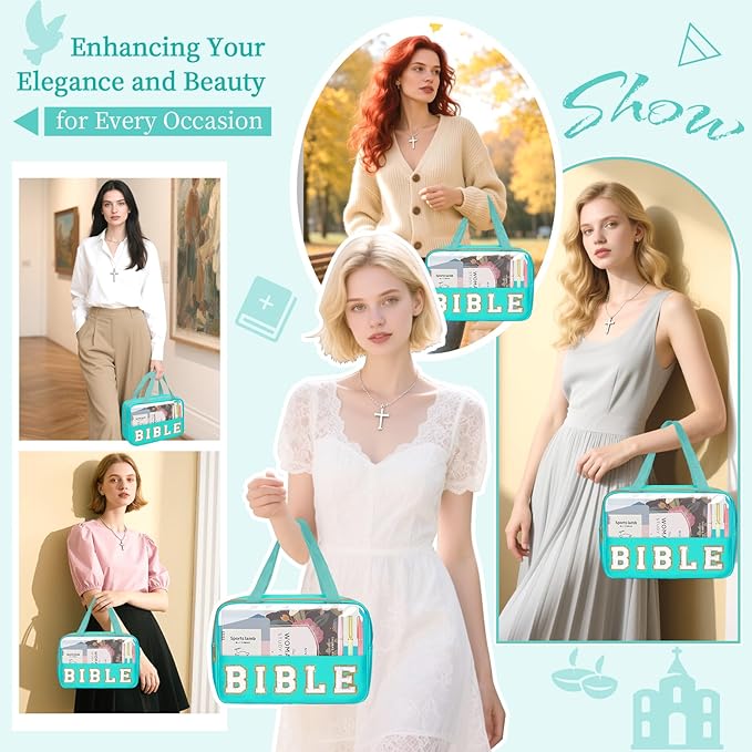 Chenille Letter Bible Bag Case for Girls,Large Study Supplies Church Bag Cover Purse Fits All Bibles,Cute Preppy Christian Tote with Handle Zipper Bible Accessories Gifts for Women(BIBLE-Green)