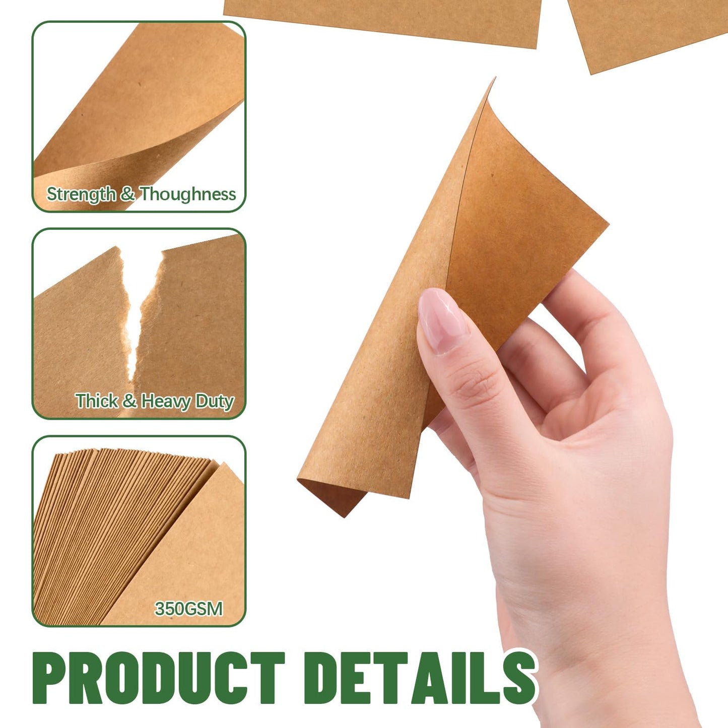 Bercoor 500 Pack Blank 3 x 5 Inch Index Cards, Heavy Study Cards, Note Cards for Office, School Learning, Kraft Paper