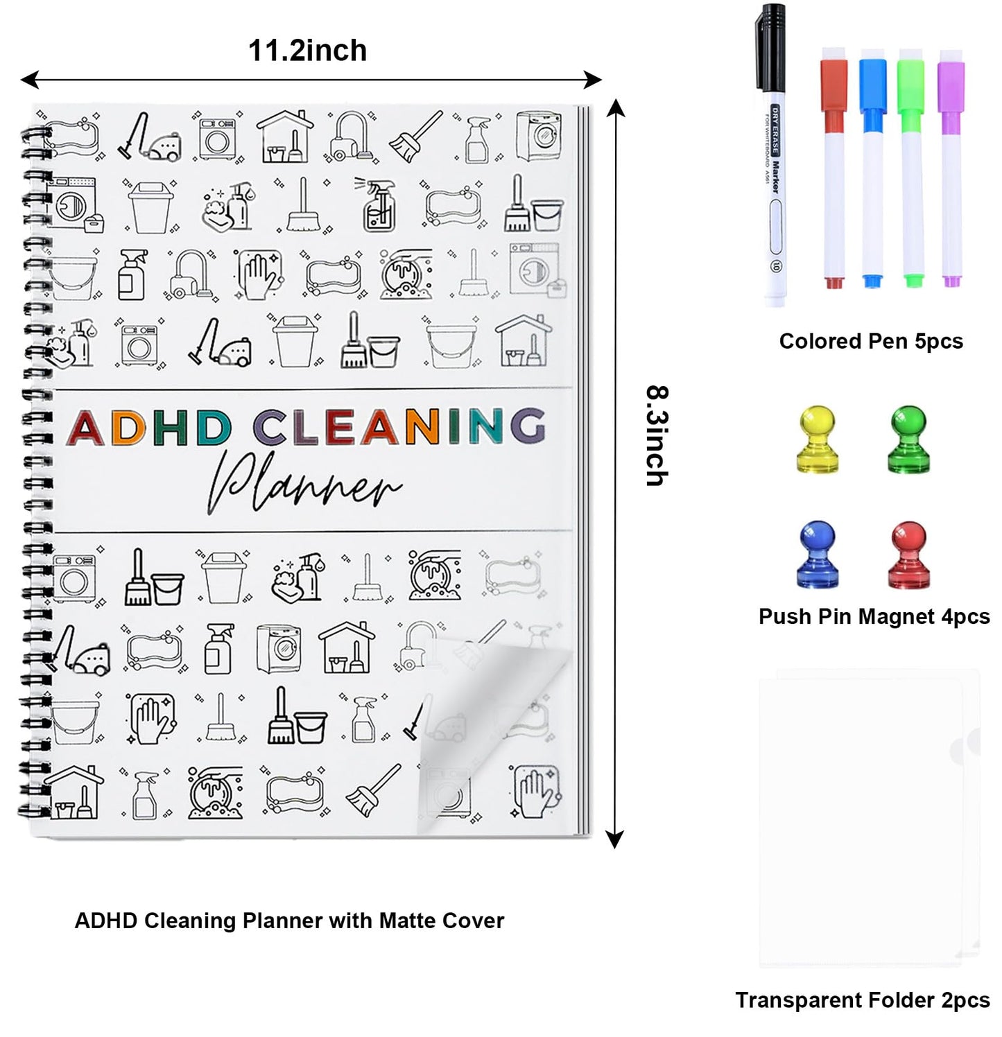 Cleaning Planner, Cleaning Schedule and Checklist Organizer, Daily Weekly Monthly Household Cleaning Planner, Chore Chart Notebook for Home, Family Cleaning Tasks, DIY Home Improvement, Editable Template