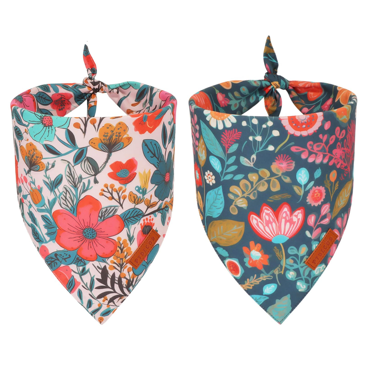 PTDECOR Thanksgiving Dog Bandanas, Orange White Fall Pet Scarf, Large